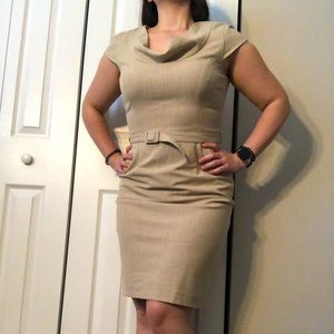 Calvin Klein Tan Cap Sleeve Dress Size 8